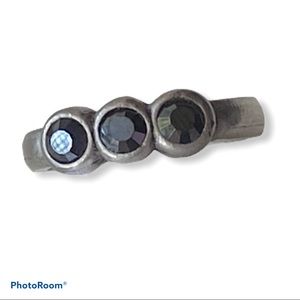 💎 Tommassini Swarovski Crystal Vintage Silver Ring size 8 Gunmetal